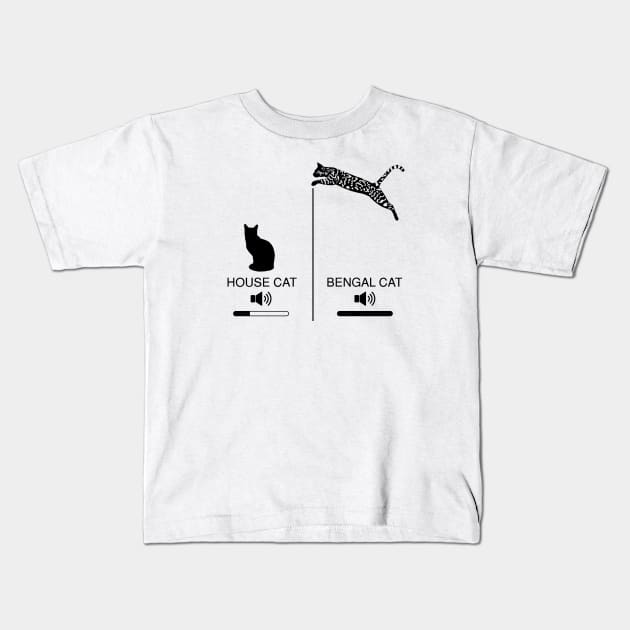 House Cat vs Bengal Cat - blk Kids T-Shirt by CCDesign